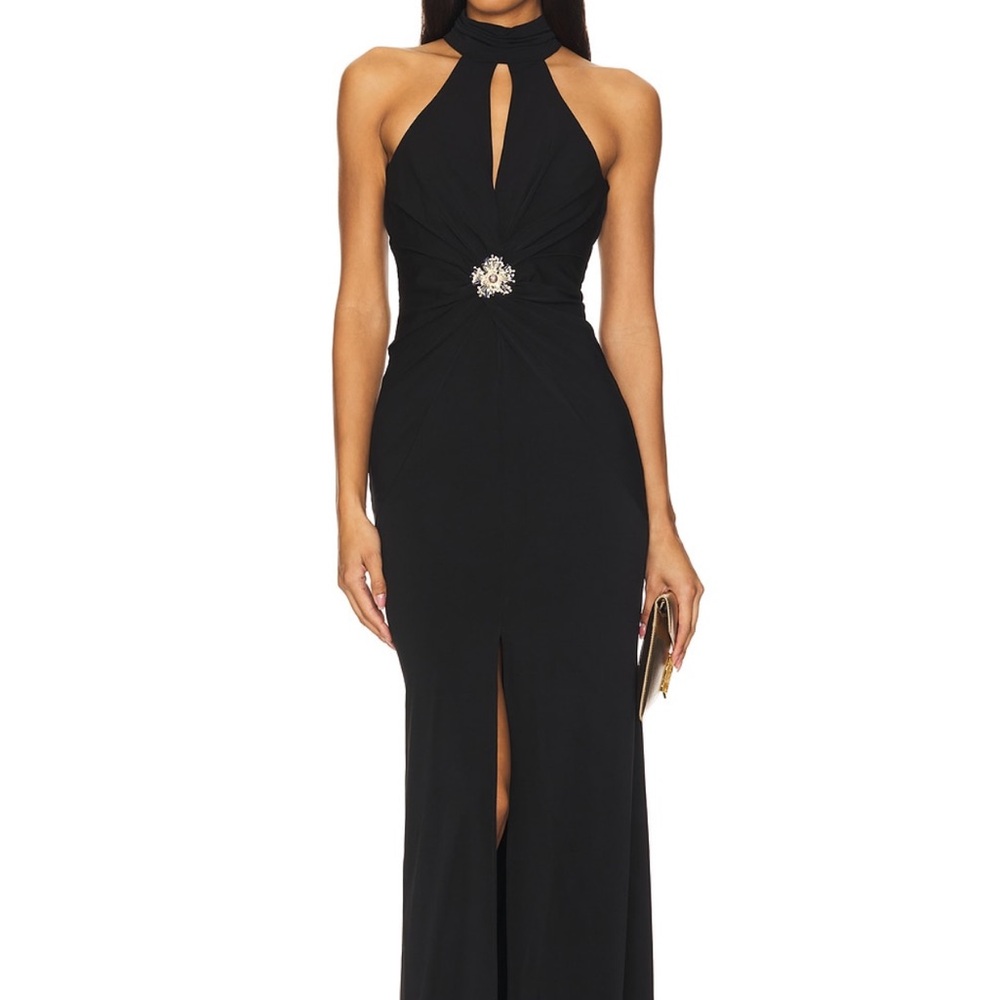 Cinq à Sept Black Maxi Dress with Embellished Detail